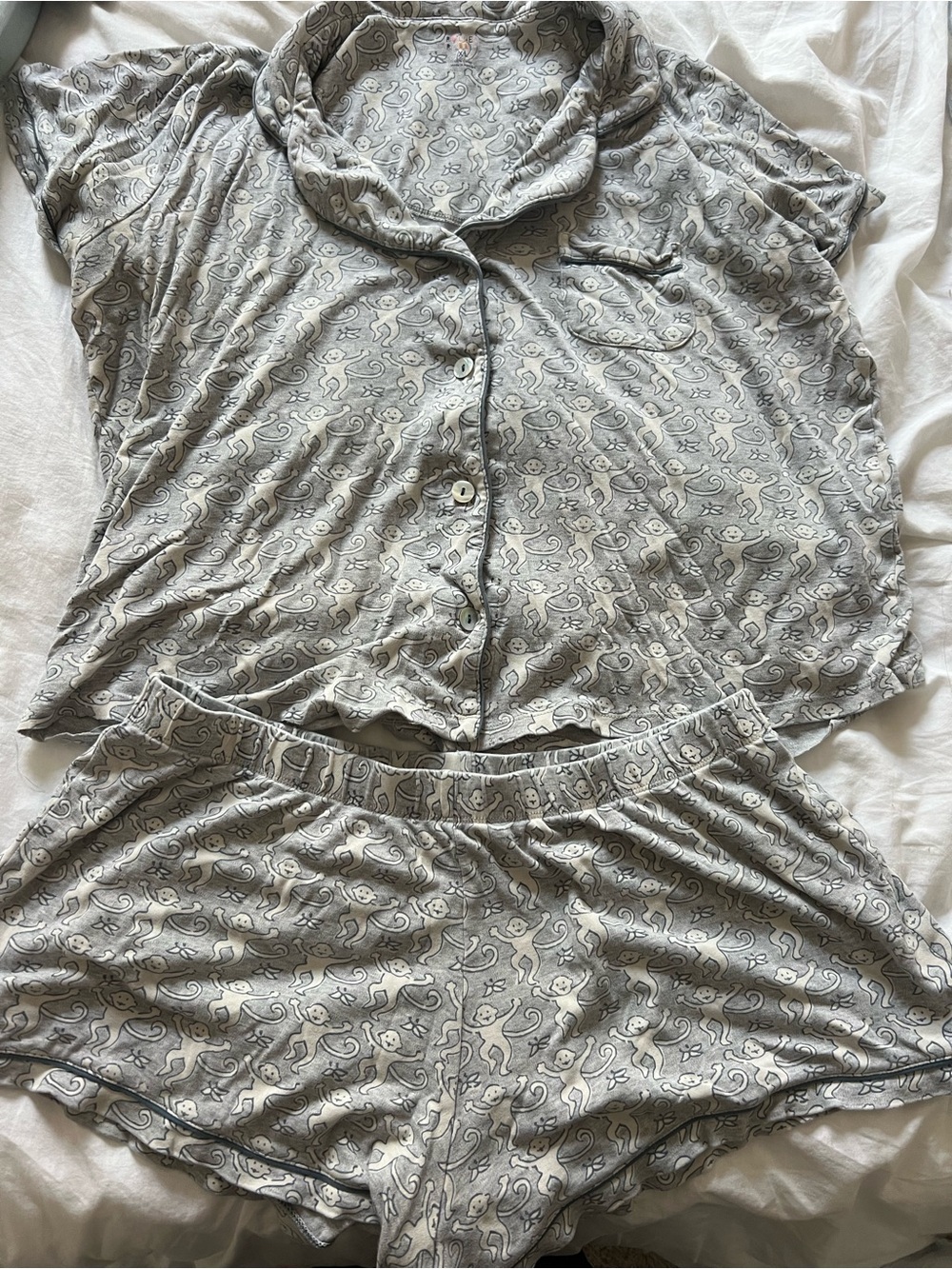 Roller Rabbit Gray Printed Short Pajama Set